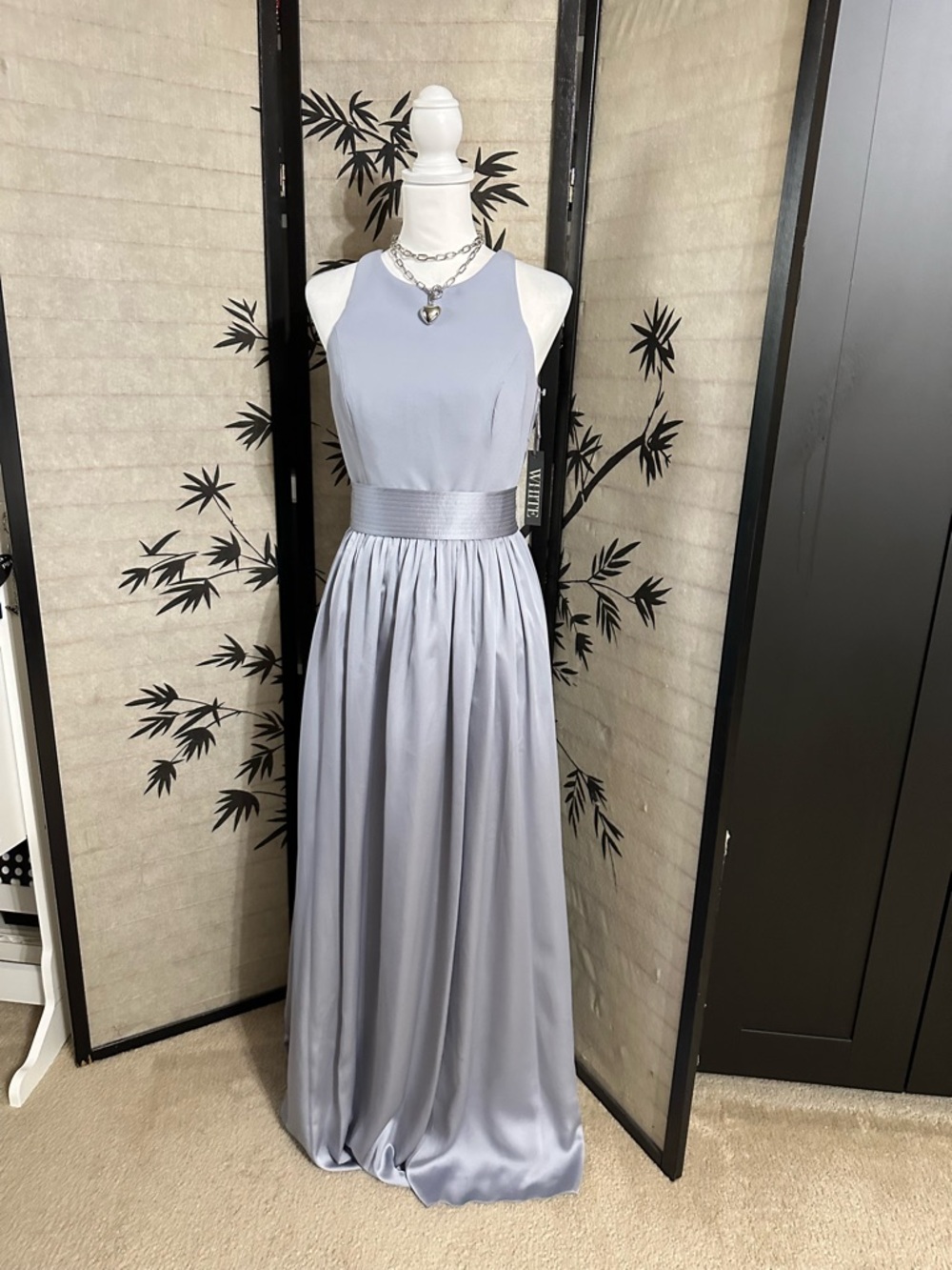 White by Vera Wang High-Neck Crepe Halter Bridesmaid Gown Size 6